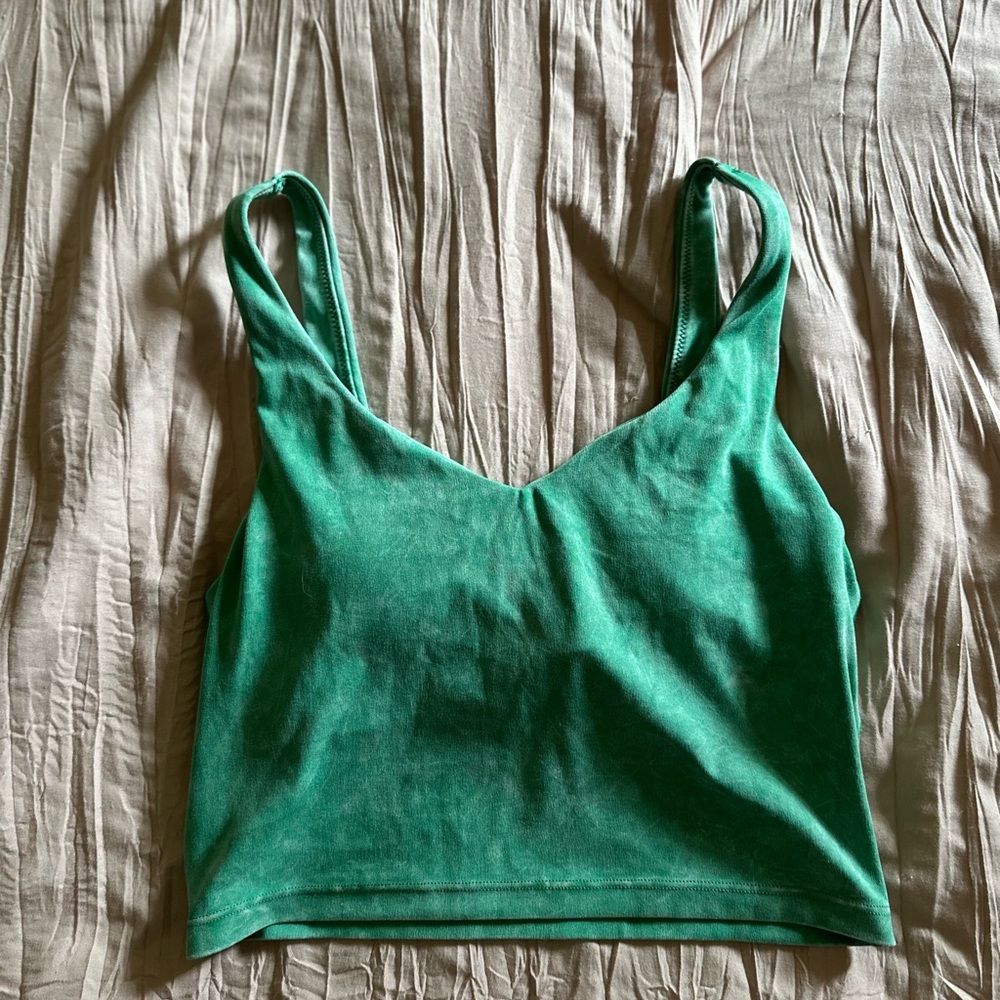 Aerie Green Fitted Crop Tank Top